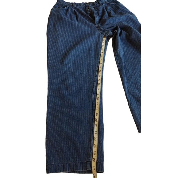Carriage Court Jeans Womens 16 Straight Leg Pleated Front Striped Vintage - Picture 9 of 11